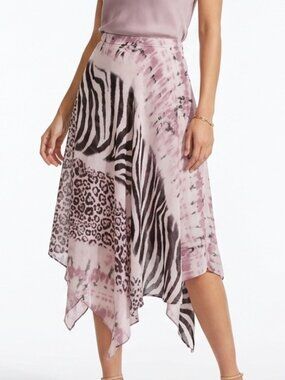 Linda Lundstrom Sheer Animal Print Handkerchief Hem Skirt- Sz. 4